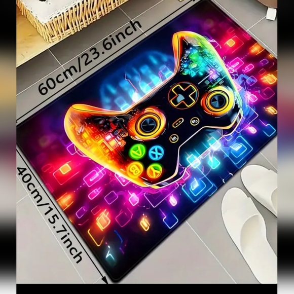 Dreamy Colorful Gaming Pattern Square Rug. - Picture 1 of 2